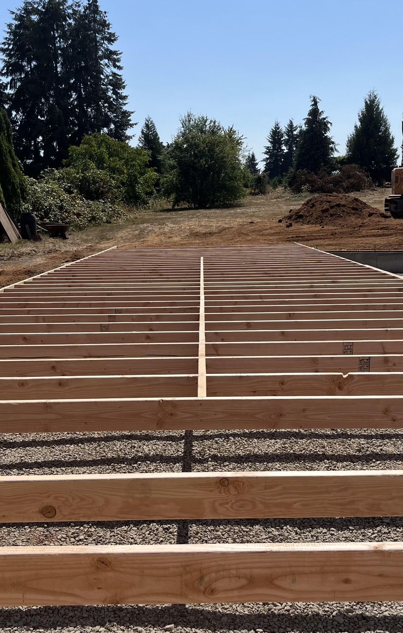 Floor framing ready for the next stage of the build